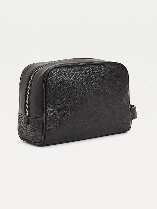 Black Tommy Hilfiger Downtown Metal Logo Washbag Men's Bags | TH913HQF