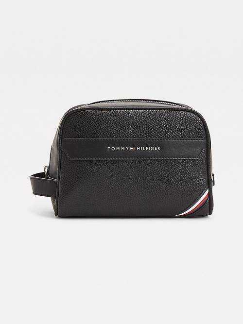 Black Tommy Hilfiger Downtown Metal Logo Washbag Men\'s Bags | TH913HQF