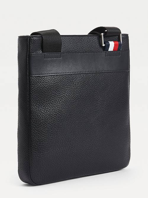 Black Tommy Hilfiger Downtown Pebble Grain Crossover Men's Bags | TH413VJR