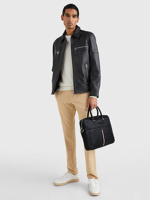 Black Tommy Hilfiger Downtown Slim Computer Men's Bags | TH392KCS