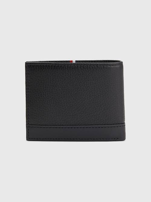 Black Tommy Hilfiger Downtown Small Leather Men's Wallets | TH584BXR