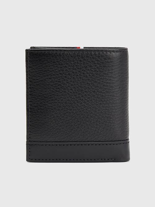 Black Tommy Hilfiger Downtown Trifold Men's Wallets | TH084RCN