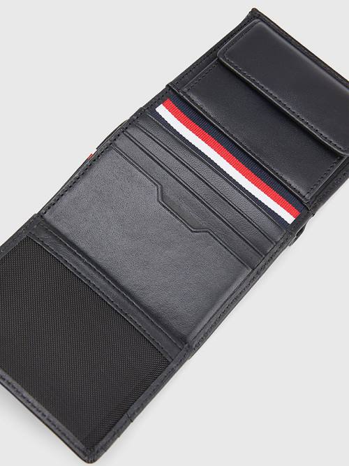 Black Tommy Hilfiger Downtown Trifold Men's Wallets | TH084RCN