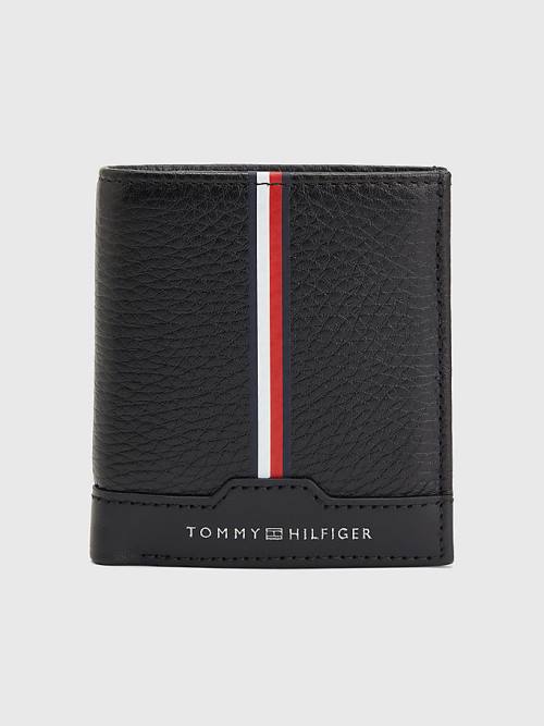 Black Tommy Hilfiger Downtown Trifold Men\'s Wallets | TH084RCN