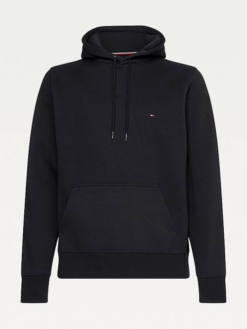 Black Tommy Hilfiger Drawstring Flag Embroidery Men's Hoodie | TH921FLS