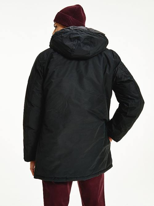 Black Tommy Hilfiger Dry Wax Filled Rockie Parka Men's Coats | TH594WSN