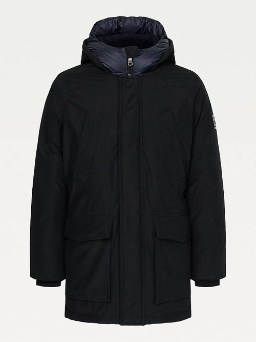 Black Tommy Hilfiger Dry Wax Filled Rockie Parka Men's Coats | TH594WSN