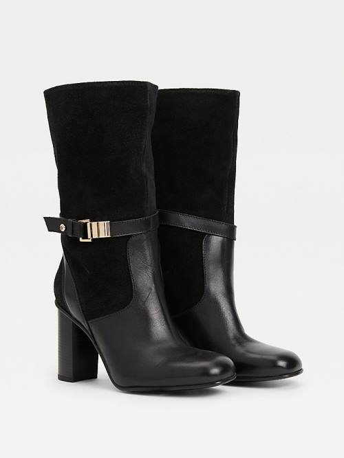 Black Tommy Hilfiger Elevated Leather High Heel Women\'s Boots | TH061YVX