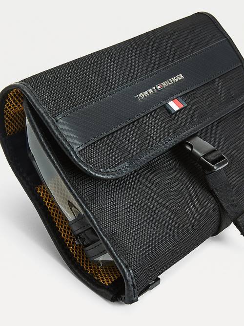 Black Tommy Hilfiger Elevated Metal Logo Travel Washbag Men's Bags | TH926HPW