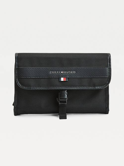 Black Tommy Hilfiger Elevated Metal Logo Travel Washbag Men\'s Bags | TH926HPW