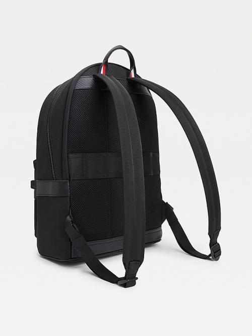 Black Tommy Hilfiger Elevated Modern Webbing Detail Backpack Men's Bags | TH624ZEY