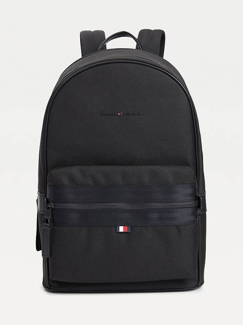 Black Tommy Hilfiger Elevated Modern Webbing Detail Backpack Men\'s Bags | TH624ZEY