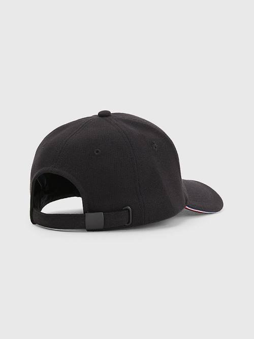 Black Tommy Hilfiger Elevated Signature Tape Cap Men's Hats | TH638KNJ