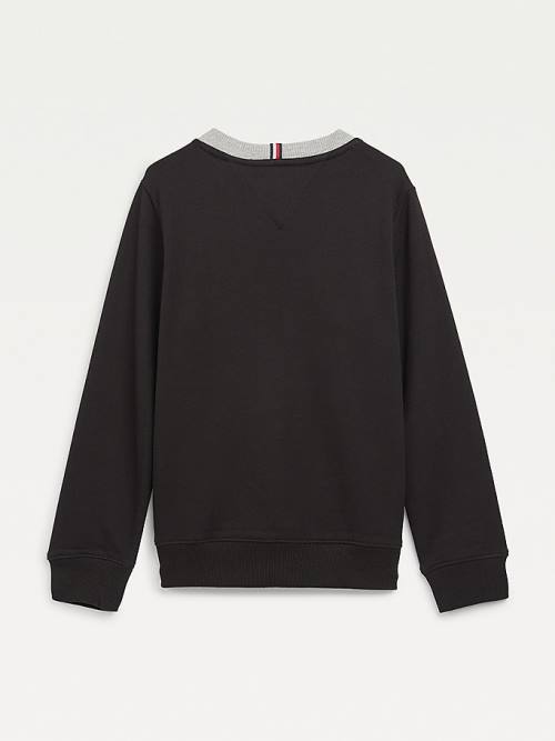 Black Tommy Hilfiger Essential Colour-Blocked Organic Cotton Boys' Sweatshirts | TH491GJS