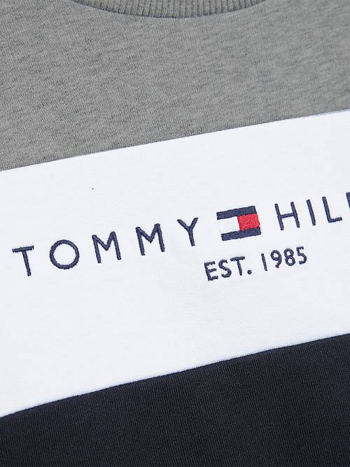 Black Tommy Hilfiger Essential Colour-Blocked Organic Cotton Boys' Sweatshirts | TH491GJS