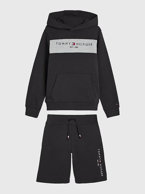 Black Tommy Hilfiger Essential Colour-Blocked And Shorts Set Boys\' Hoodie | TH510GQJ