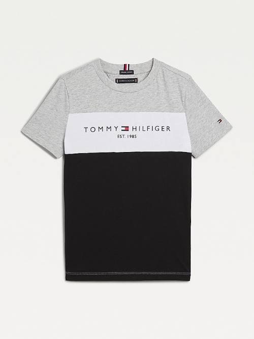 Black Tommy Hilfiger Essential Colour-Blocked Organic Cotton Boys\' T Shirts | TH982YNP