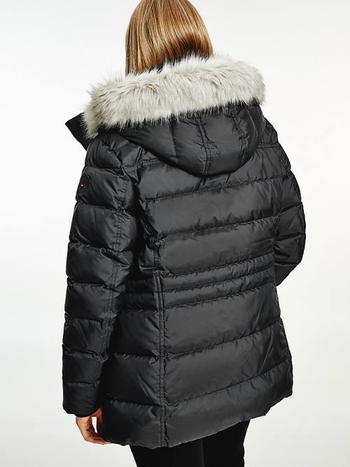 Black Tommy Hilfiger Essential Curve Monogram Down-Filled Women's Jackets | TH431PDW