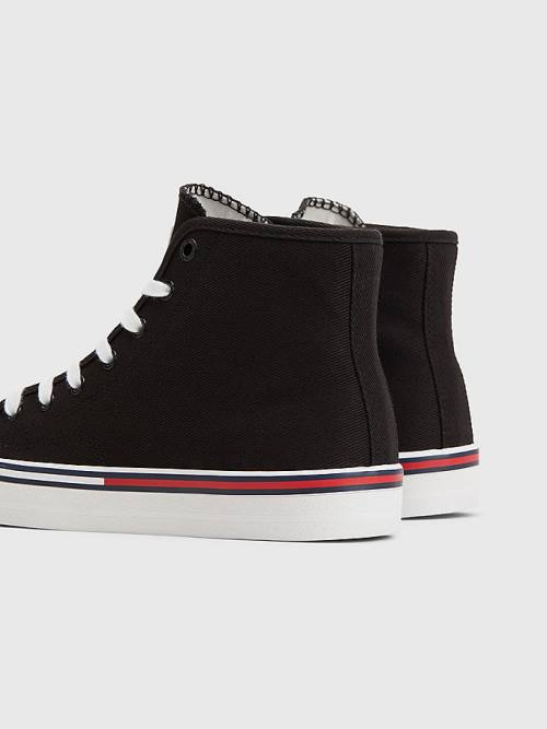 Black Tommy Hilfiger Essential High-Top Canvas Women's Sneakers | TH673IHA