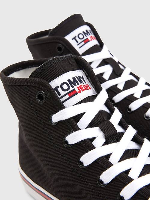 Black Tommy Hilfiger Essential High-Top Canvas Women's Sneakers | TH673IHA