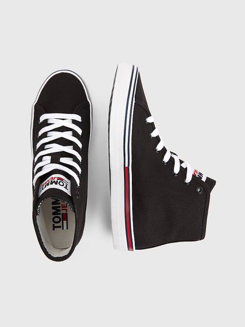 Black Tommy Hilfiger Essential High-Top Canvas Women's Sneakers | TH673IHA