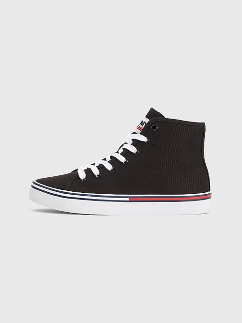 Black Tommy Hilfiger Essential High-Top Canvas Women's Sneakers | TH673IHA