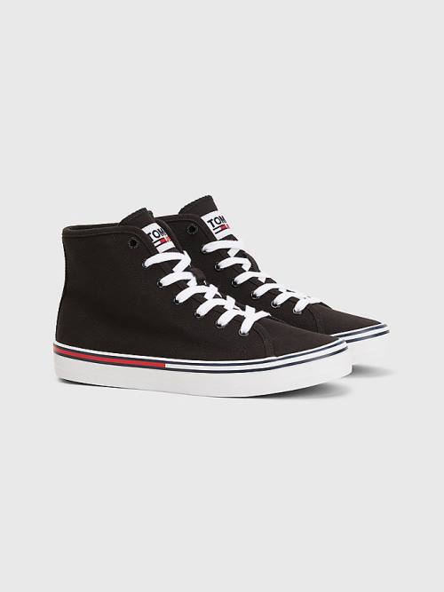 Black Tommy Hilfiger Essential High-Top Canvas Women\'s Sneakers | TH673IHA