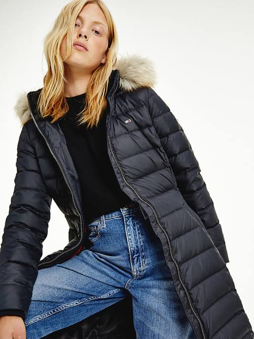 Black Tommy Hilfiger Essential Hooded Down Coat Women's Jackets | TH072ENT