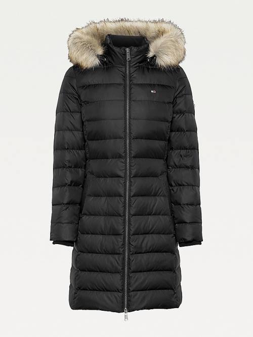 Black Tommy Hilfiger Essential Hooded Down Coat Women's Jackets | TH072ENT