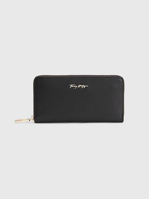 Black Tommy Hilfiger Essential Large Leather Women\'s Wallets | TH129HCU