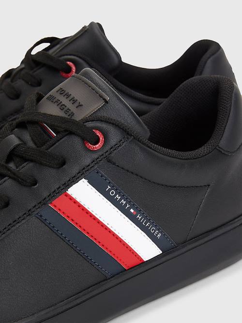 Black Tommy Hilfiger Essential Leather Cupsole Men's Sneakers | TH695QRO