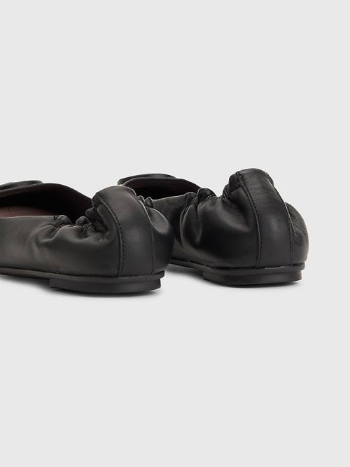 Black Tommy Hilfiger Essential Leather Women's Ballerina | TH159KOU