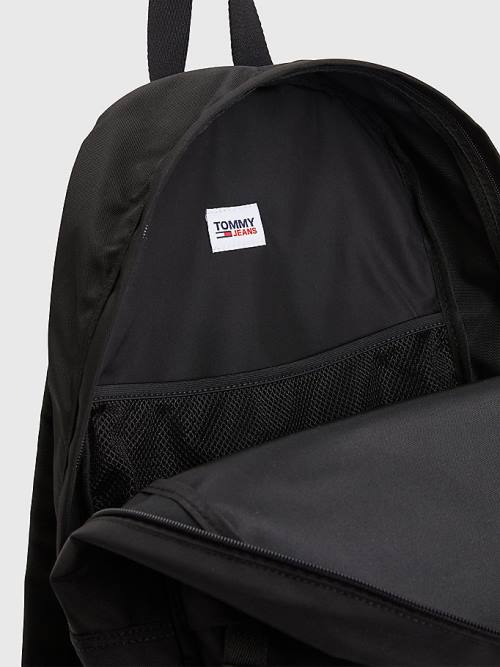 Black Tommy Hilfiger Essential Logo Backpack Men's Bags | TH728AHK