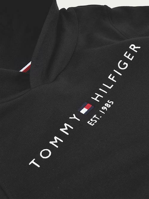 Black Tommy Hilfiger Essential Logo Organic Cotton Girls' Hoodie | TH692ZWX