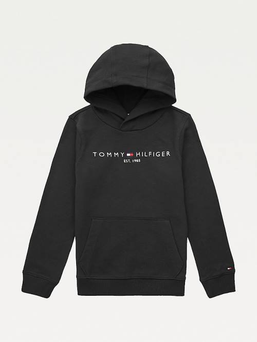 Black Tommy Hilfiger Essential Logo Organic Cotton Girls\' Hoodie | TH692ZWX