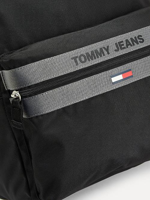 Black Tommy Hilfiger Essential Logo Recycled Polyester Backpack Men's Bags | TH827OFT