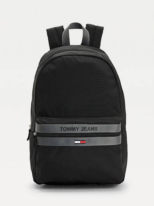 Black Tommy Hilfiger Essential Logo Recycled Polyester Backpack Men\'s Bags | TH827OFT