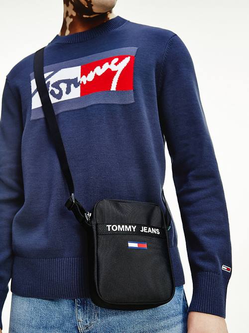 Black Tommy Hilfiger Essential Logo Reporter Men's Bags | TH317HRU