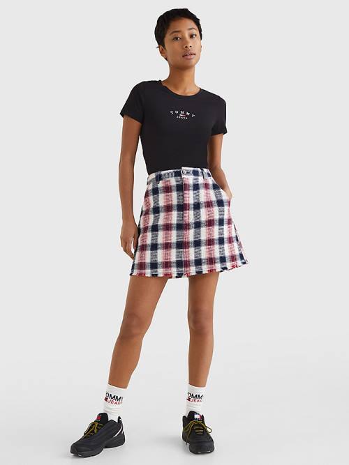 Black Tommy Hilfiger Essential Logo Skinny Fit Women's T Shirts | TH954CPN