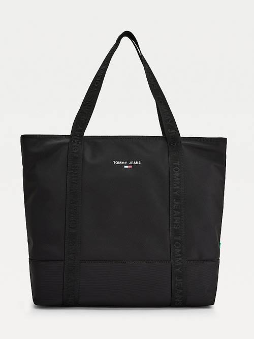 Black Tommy Hilfiger Essential Logo Tape Tote Women\'s Bags | TH239UGK