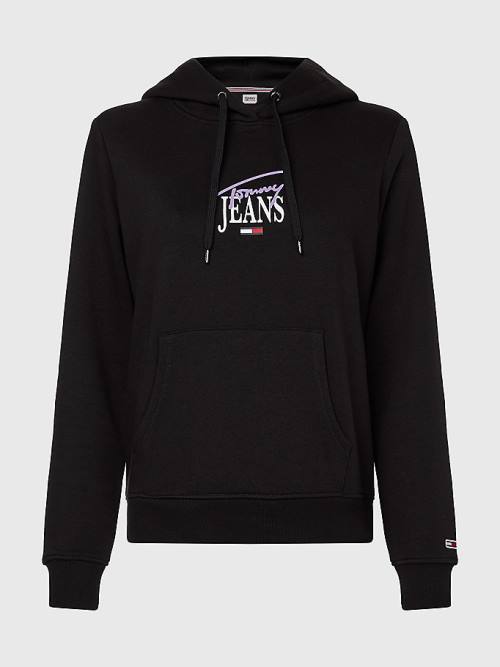 Black Tommy Hilfiger Essential Logo Women's Hoodie | TH349YOM