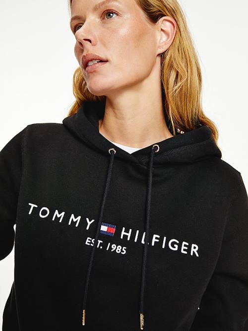 Black Tommy Hilfiger Essential Logo Women's Hoodie | TH514RYL