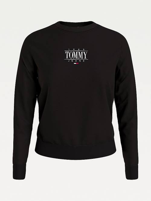 Black Tommy Hilfiger Essential Logo Women's Sweatshirts | TH691XEH