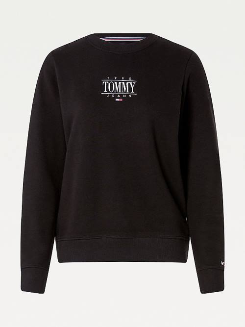 Black Tommy Hilfiger Essential Logo Women's Sweatshirts | TH691XEH