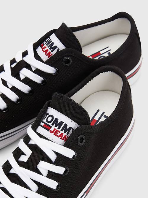 Black Tommy Hilfiger Essential Low-Top Canvas Women's Sneakers | TH016MDQ