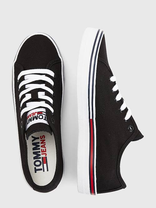 Black Tommy Hilfiger Essential Low-Top Canvas Women's Sneakers | TH016MDQ