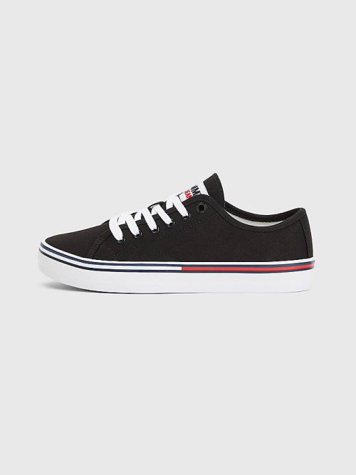 Black Tommy Hilfiger Essential Low-Top Canvas Women's Sneakers | TH016MDQ