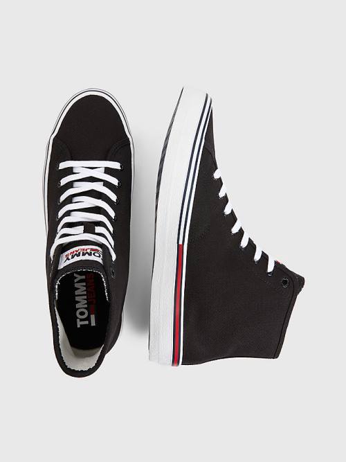 Black Tommy Hilfiger Essential Mid-Top Men's Sneakers | TH926IRM