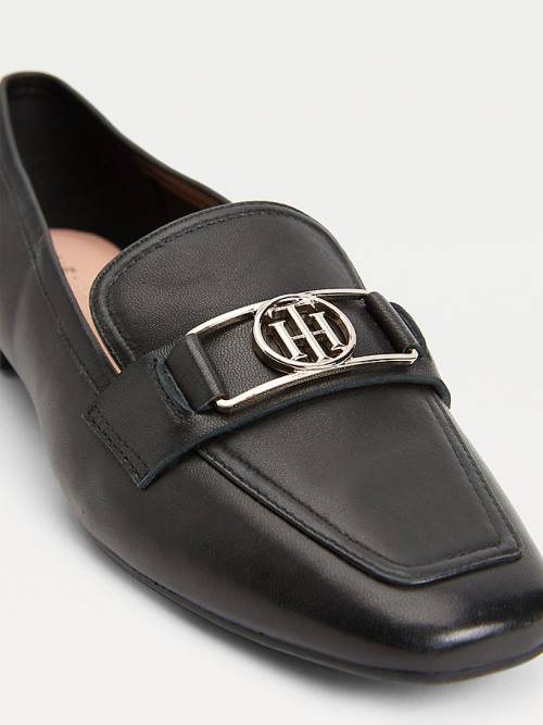 Black Tommy Hilfiger Essential Monogram Women's Loafers | TH485IGC