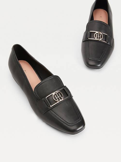 Black Tommy Hilfiger Essential Monogram Women's Loafers | TH485IGC